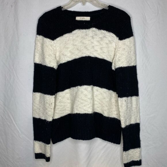 LOFT Wool‎ Alpaca Blend Striped Sweater - Picture 2 of 10